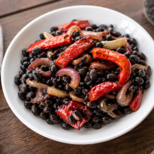 Black Beans with Caramelized Onions & Roasted Red Peppers